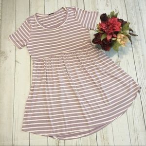 PINK STRIPED TSHIRT DRESS